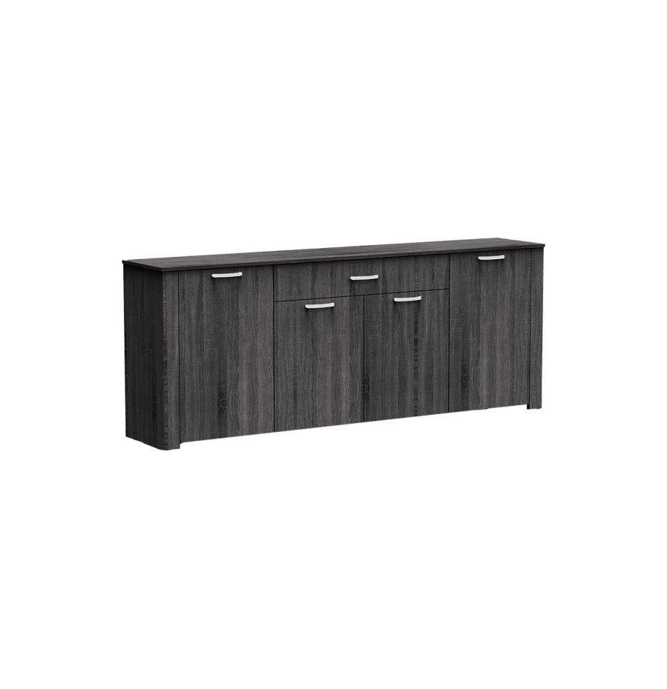 Buffet con Amplio Espacio de Almacenaje, 4 Puertas y 1 Cajón, Gris-Wenge, 210x40x82 cm