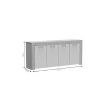 Buffet con 4 Puertas, Color Cambria-Blanco, 180x40x80 cm