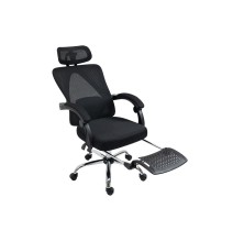 Silla de Oficina Manager con Reposapiés - Premium Quality Tela-Malla Negro - 124/114 x 58 x 62 cm.