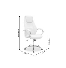 Sillón de Oficina Manager con Piel Sintética Blanco - 128/120 x 57 x 61 cm.